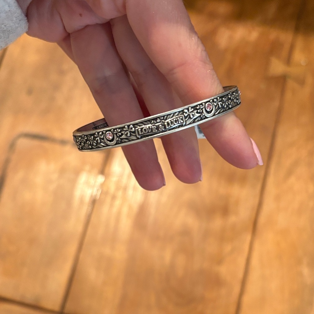 Alex and Ani Silver Bangle Bracelet with Pink Accents